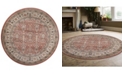KM Home CLOSEOUT! 3812/1034/TERRACOTTA Gerola Red 5'3" x 5'3" Round Area Rug
